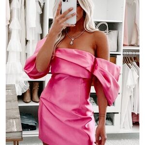 Luxxel Strapless Hot Pink Dress
